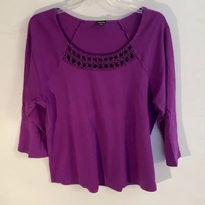 Rafaella cotton top, with beaded neckline